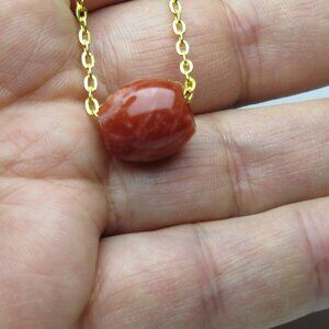 14k Jade Oval Barrel Bead Chain Slide Pendant